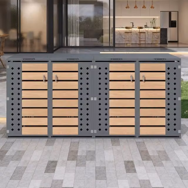 Contenitore per rifiuti da giardino ¨C Minimal ¨C 4 porte, chiudibile a chiave