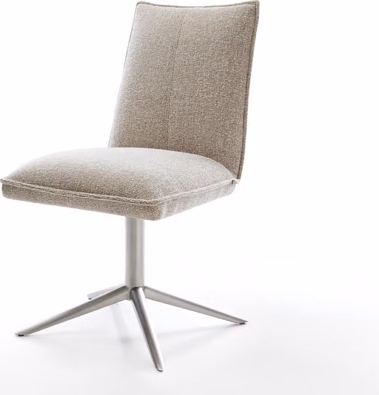 Sedia girevole DELIFE Tessuto Lelio-Flex Base Soft Beige in acciaio inox Funzione dondolo girevole a 360° Nucleo a molle tascabili