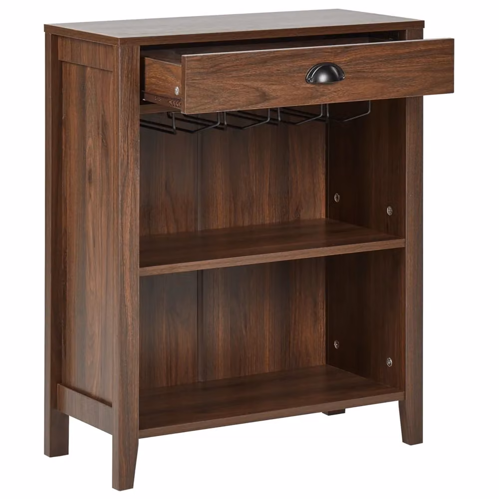 Credenza Beliani in stile rustico con cassetto e ripiani, colore marrone, ideale per il tuo soggiorno – 2