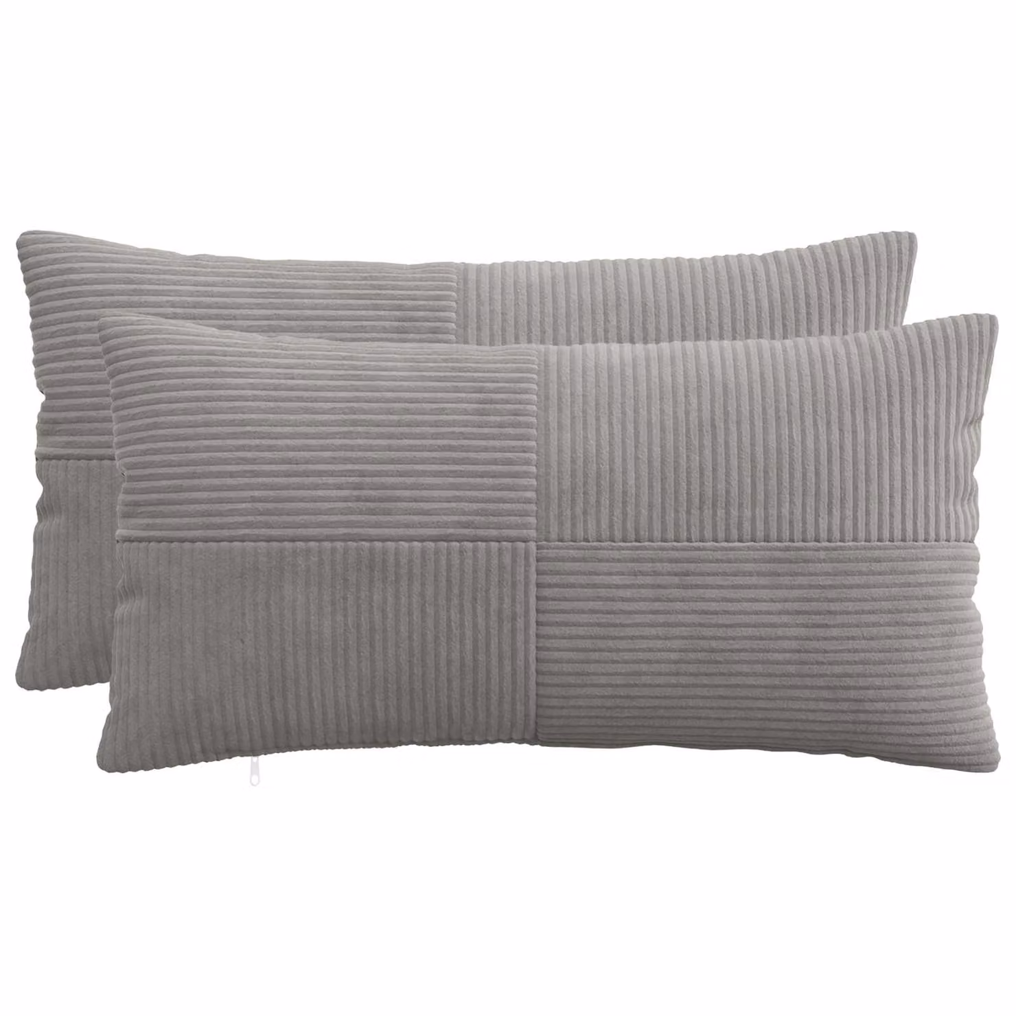 Set di 2 federe vidaXL ALMELO in velluto a coste grigio chiaro, L 40 cm x P 80 cm