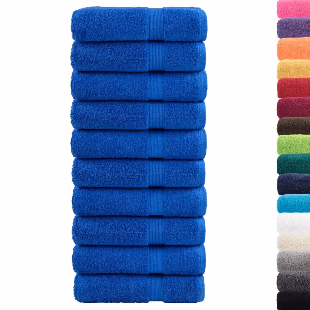 Set di 10 asciugamani da bagno SOLUND in cotone blu, morbidi e certificati Oeko-Tex, L: 150 cm, 600 g/m2 – 2