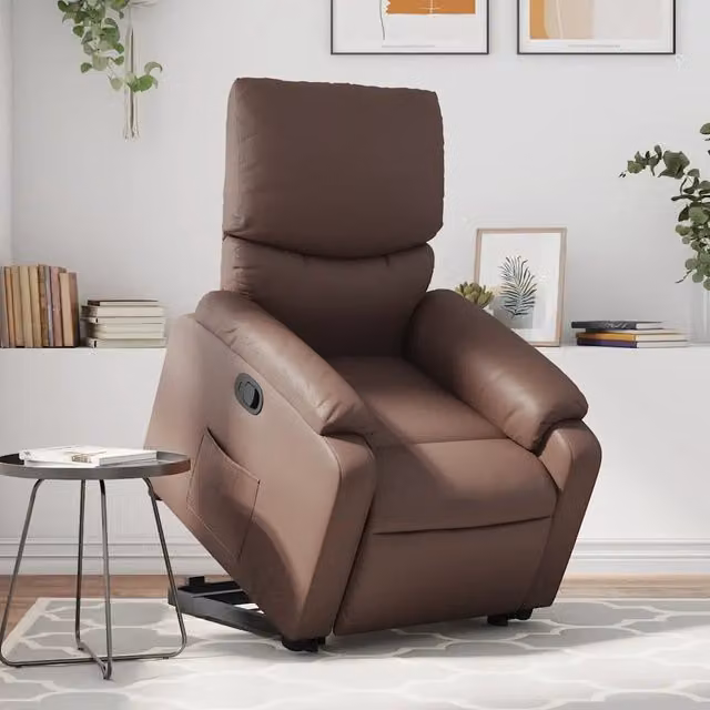 Poltrona Alzapersona Reclinabile vidaXL in Similpelle Marrone con Assistenza Elettrica per Senior