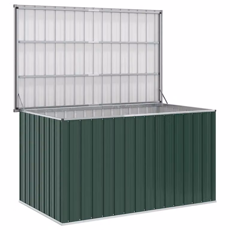 vidaXL Baule da Giardino Moderno in Metallo e Plastica Verde L/P/H: 171 x 99 x 93 cm