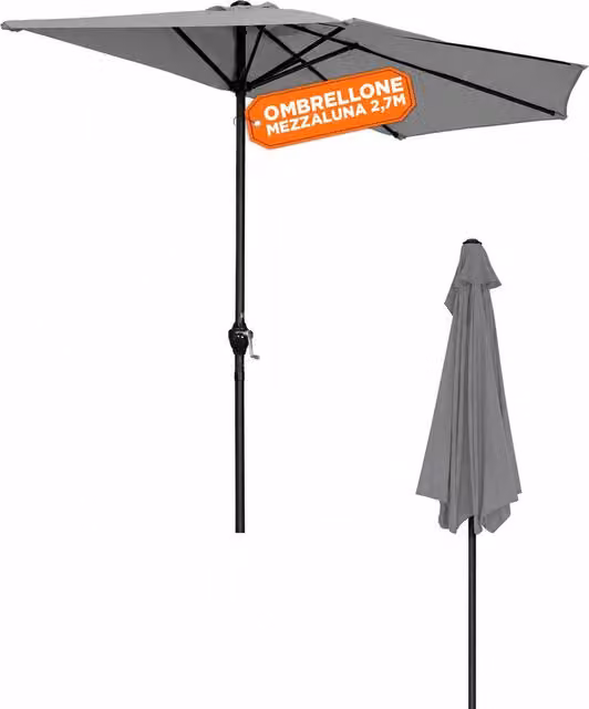 Ombrellone Parete Mezzaluna 2,7x2,3m in Alluminio e Poliestere