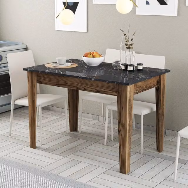 Tavolo da pranzo moderno DMORA Zane per 6 persone, rettangolare, Marrone e Nero, L: 120 cm, P: 72 cm, H: 75 cm