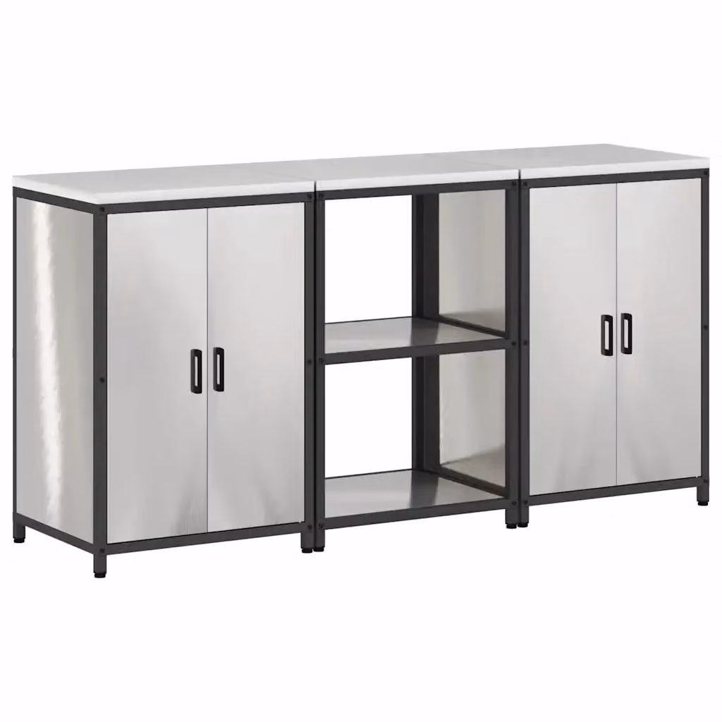 vidaXL Mobile Unit per Cucina in Stile Industrial Argento con Ante a Battente e Ripiani Interni – 2