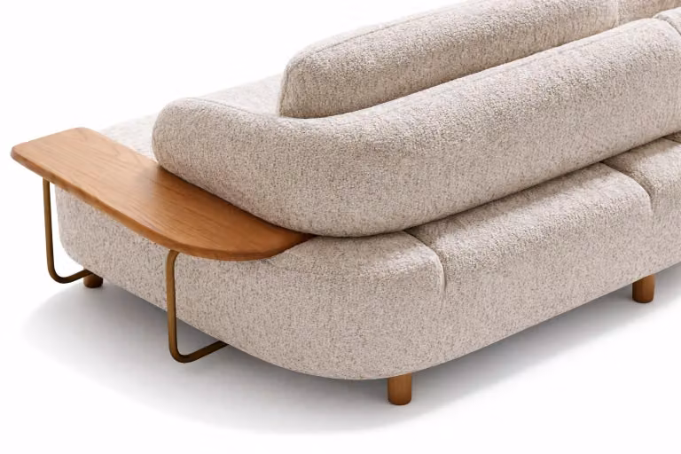 Set divano: divano a 3 posti e tavolino, stile moderno, colore beige, nuovo