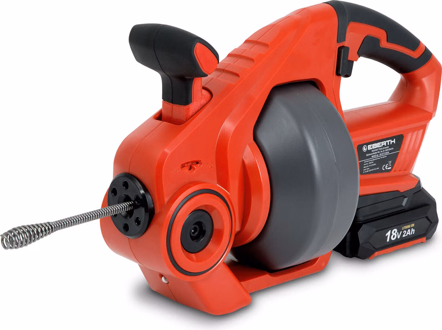 Macchina per la pulizia dei tubi EBERTH, elettrica, dispositivo per la pulizia dei tubi con batteria da 18V 2Ah, spirale galvanizzata con 560 giri/min, diametro della spirale 11mm, lunghezza della spirale