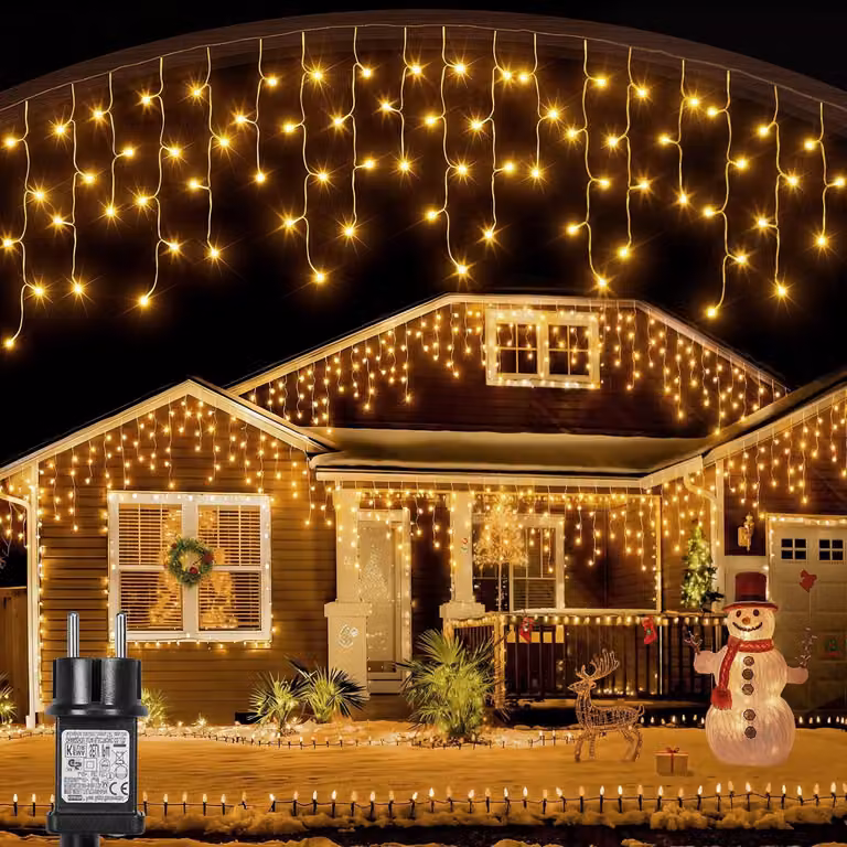 10m 400 LED pioggia di ghiaccio catena luminosa 8 modalità di illuminazione 31V tenda luminosa impermeabile con timer per interni festa di Natale decorazione di nozze