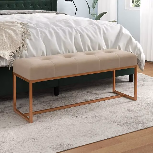 Panca moderna in velluto beige vidaXL L: 110 cm, P: 36 cm, H: 45 cm