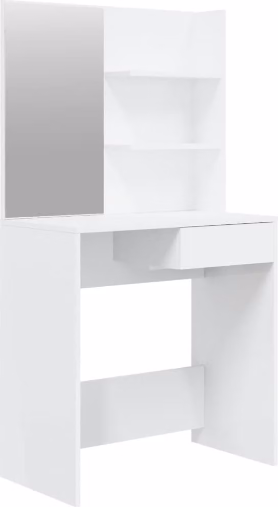Toeletta con Specchio Bianco lucido 74,5x40x141 cm