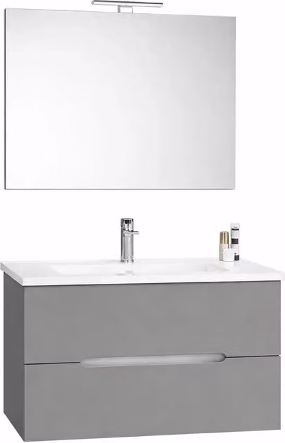 Mobile bagno Iris con lavabo e specchio led 106 cm rovere grigio