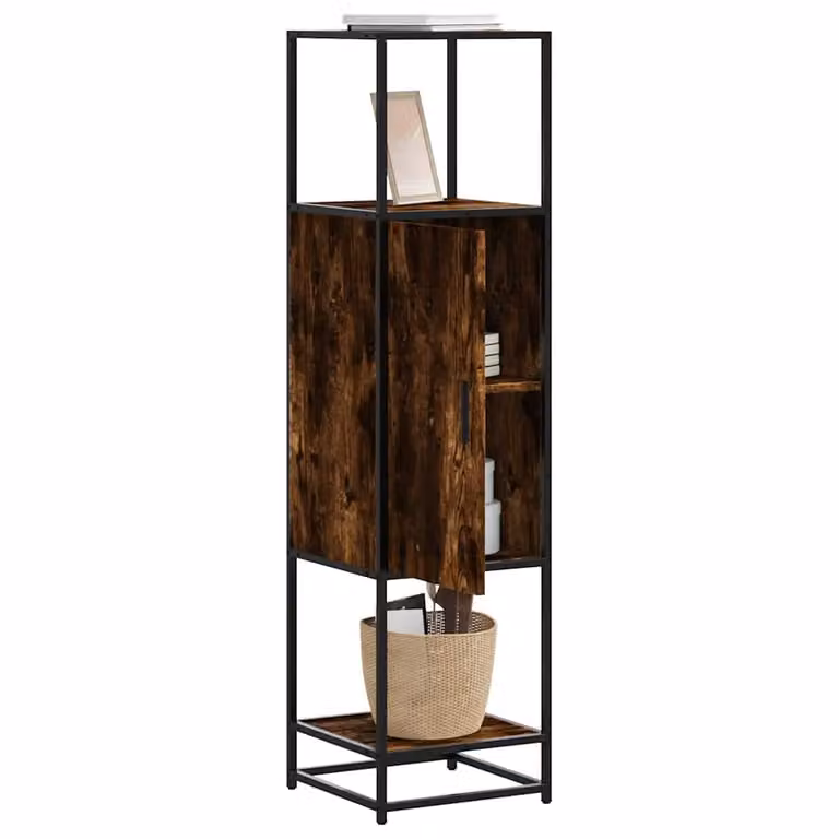 Credenza Industrial vidaXL in Rovere Fumo con Ante a Battente e Ripiani Interni, L/P/H: 35,5 x 35 x 139 cm