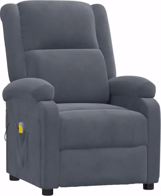 Poltrona Massaggiante | Sedia Relax Grigio Scuro in Velluto
