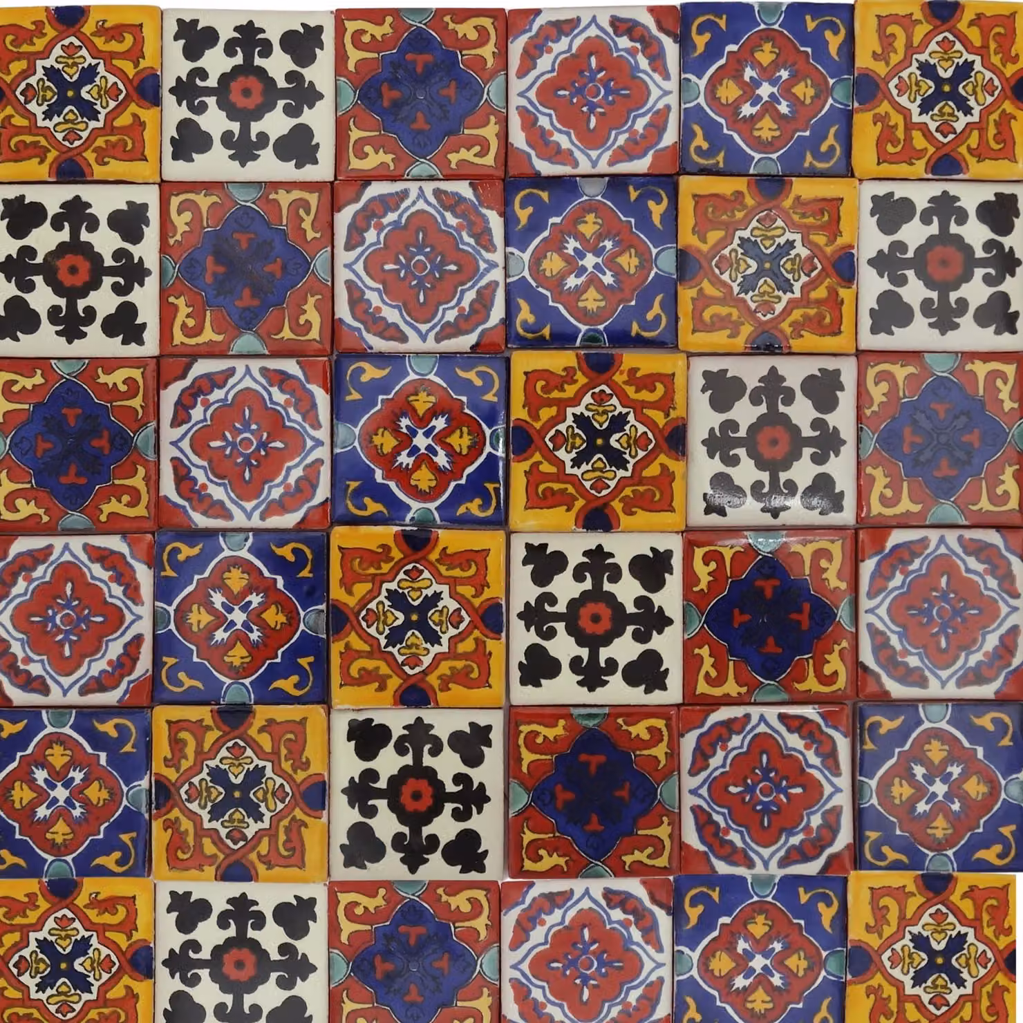 50 piastrelle Talavera artigianali, di 5 cm, colorate, con motivi floreali