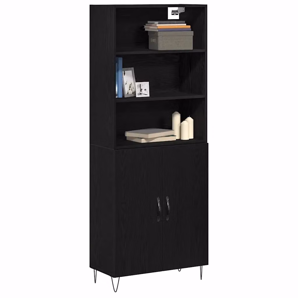 Credenza 2 pezzi vidaXL in stile industriale, colore nero, L/P/H: 69,5 x 34 x 180 cm – 2