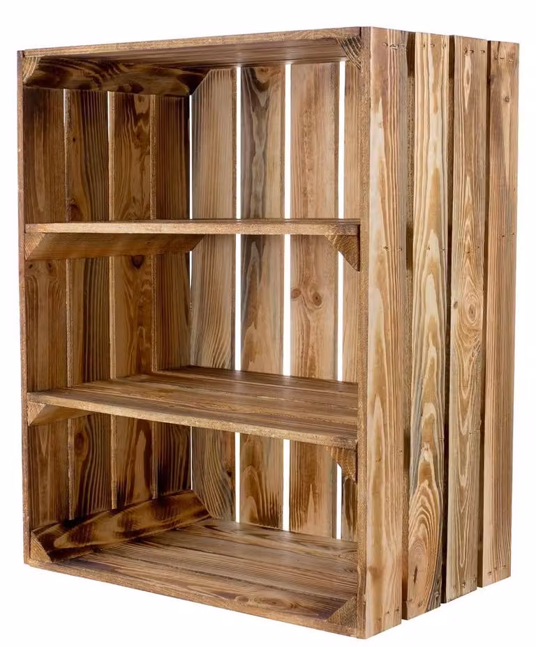 Comodino in stile cassa di frutta - Bianco. Credenza rustica con 3 cassetti