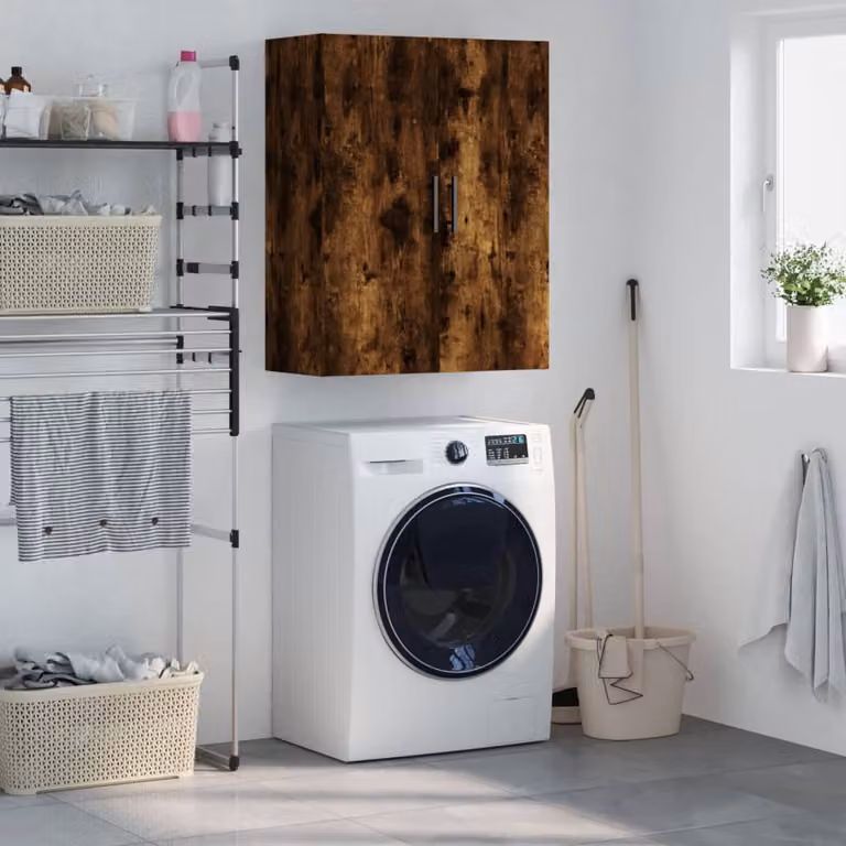 Mobile a parete vidaXL in rovere fumo con ante a battente, L 69,5 cm x P 34 cm x H 90 cm
