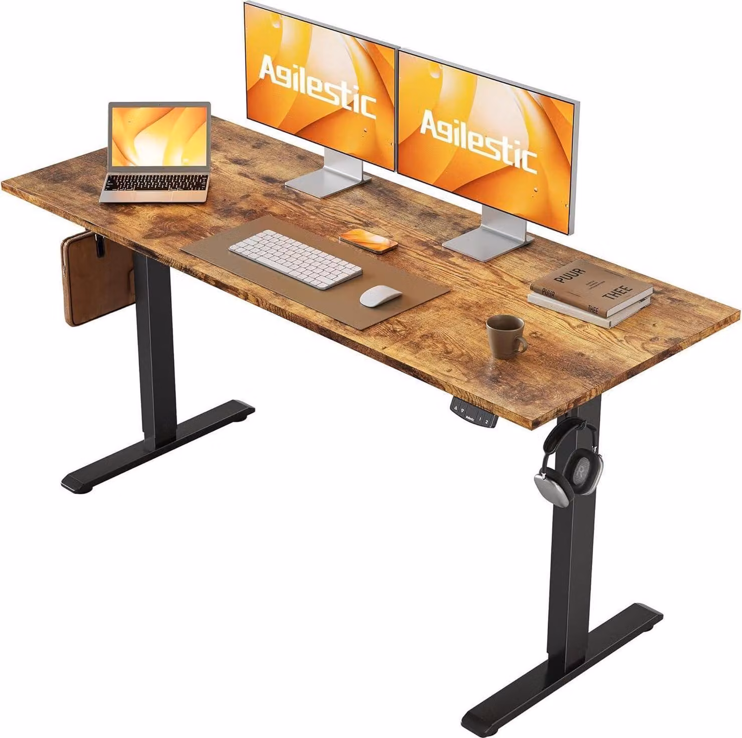 Scrivania regolabile in altezza 140 x 60 cm Electric Memory Brown