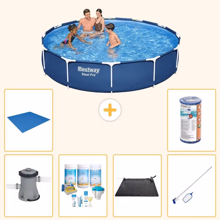 Bestway Steel Pro, piscina in acciaio, rotonda - 366x76 cm - 7 pezzi, modello S22101