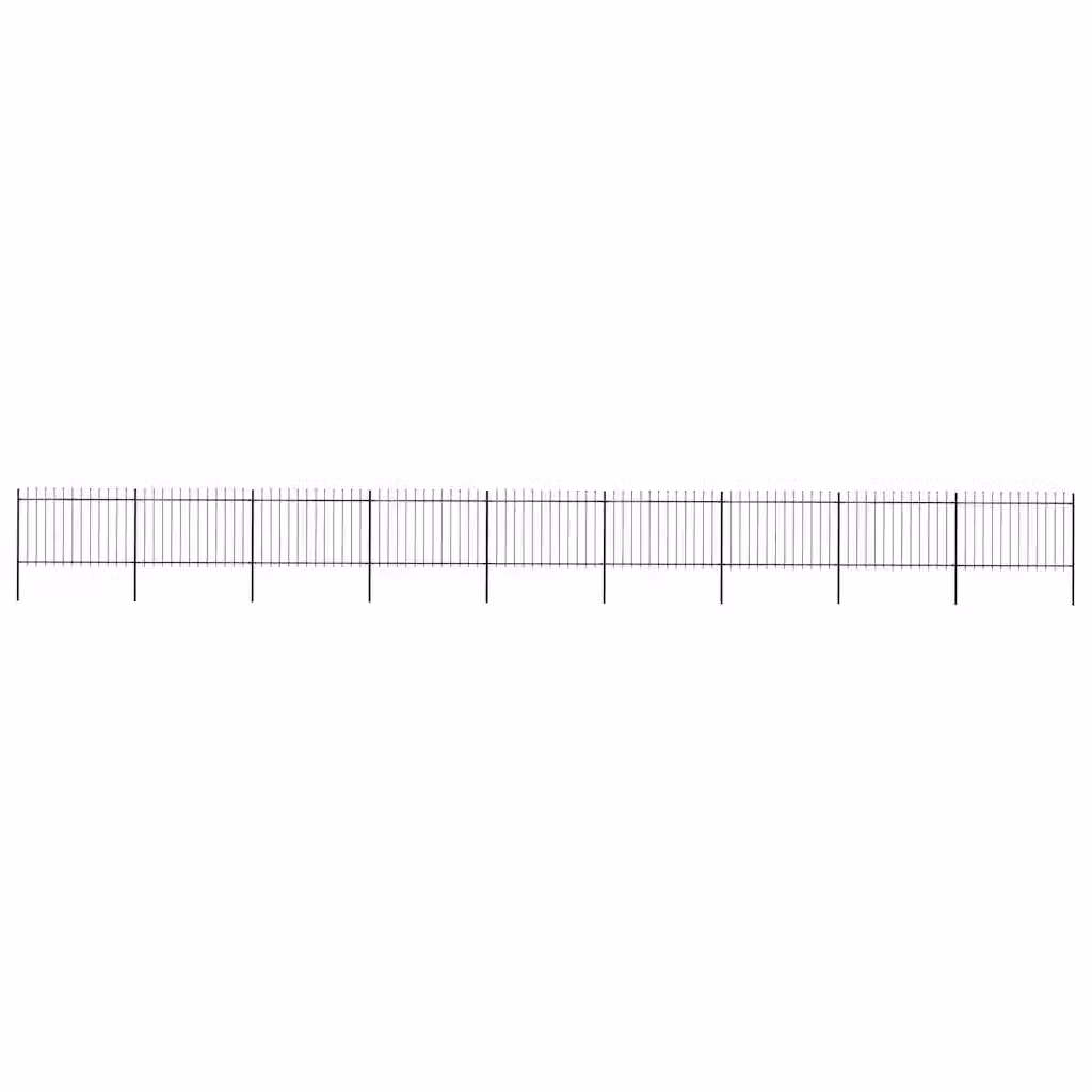 Recinzione da giardino vidaXL in acciaio con punta a lancia, colore nero, L: 1506 cm, H: 120 cm