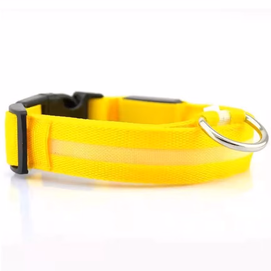 Collare luminoso per cani Giallo XL con ricarica USB KP30723