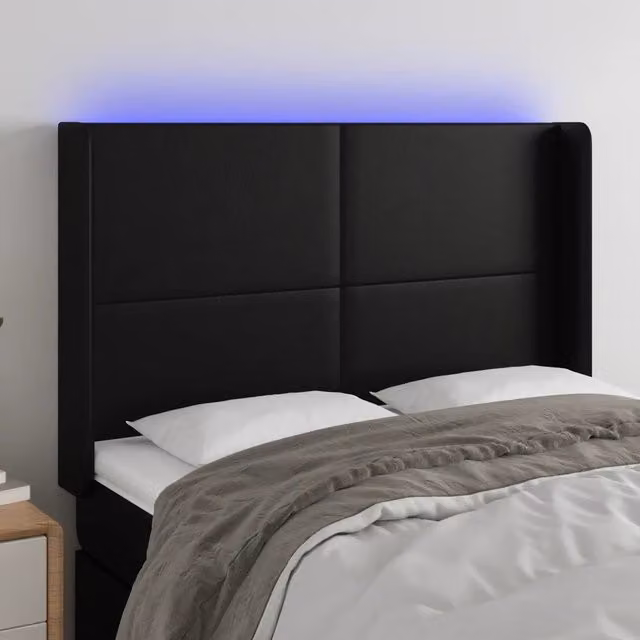 Testiera a LED-Testata con LED Nera 147x16x118/128 cm in Similpelle 902765