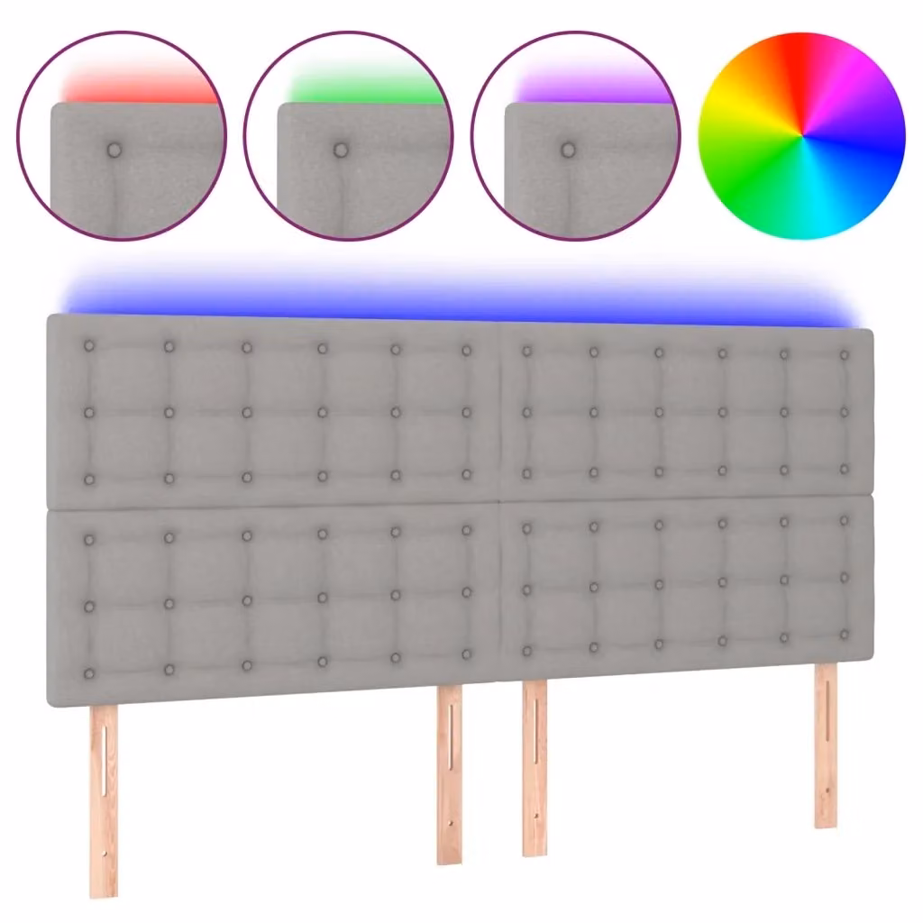 Testiera con LED e porta USB vidaXL in tessuto grigio, L: 200 cm, P: 5 cm, H: 118-128 cm – 2