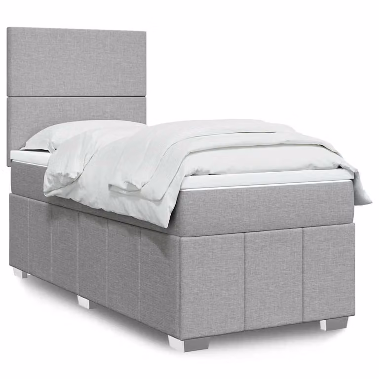 vidaXL Giroletto a Molle Ibrido con Materasso in Tessuto Grigio e Bianco L/P/H: 200 x 80 x 150,5 cm