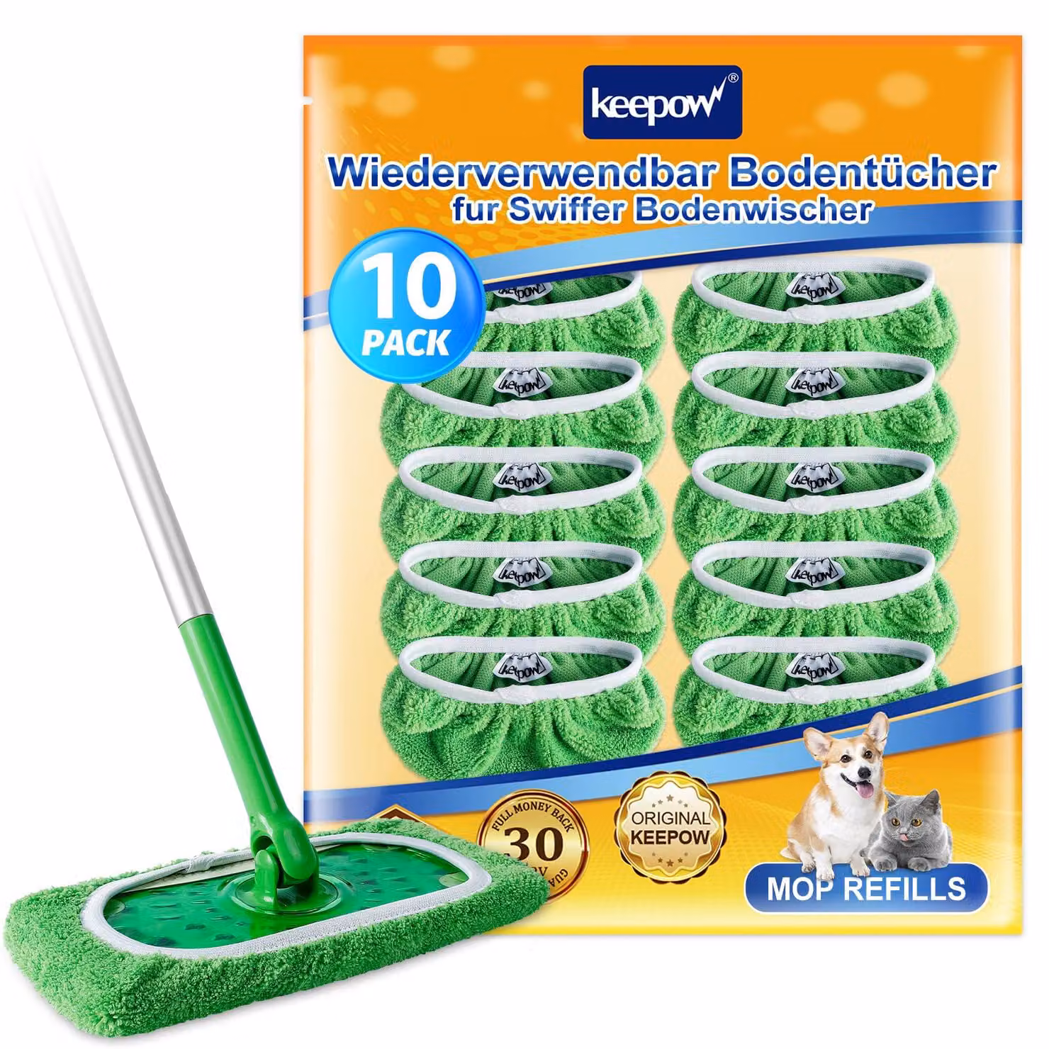 10 salviette umidificate per la pulizia dei pavimenti, compatibili con Swiffer, riutilizzabili