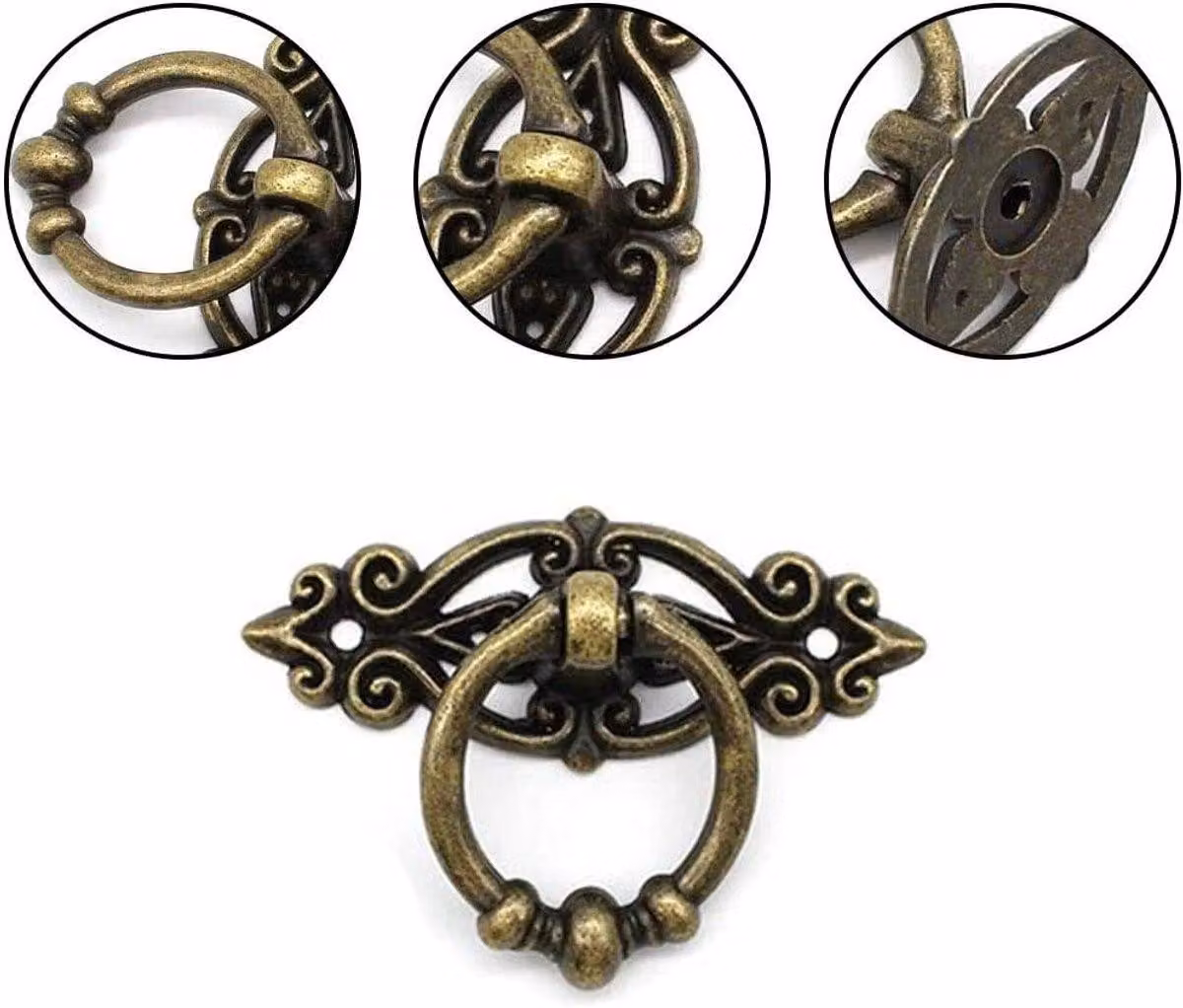 6 maniglie vintage per porte, ideali per mobili da cucina - Tiranti in ottone anticato per cassettiere e cassetti