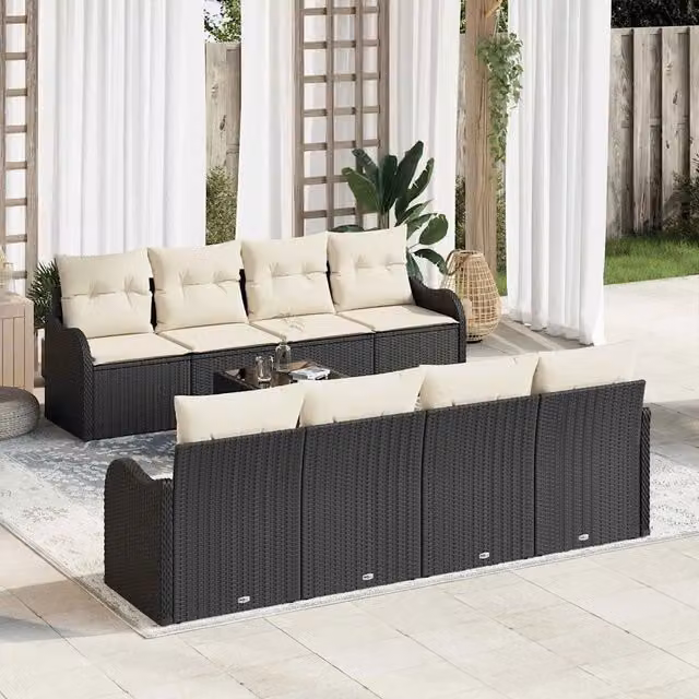 Set Divano da Giardino Nero 55 x 55 x 37 cm polyrattan 3345627