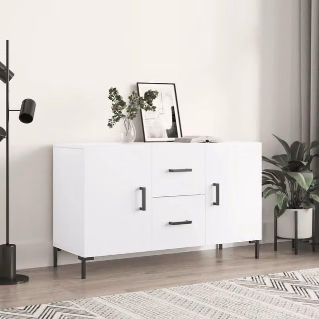 Credenza moderna bianca vidaXL in legno e metallo L 100 cm x P 36 cm x H 60 cm