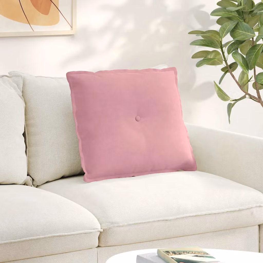 Cuscino per schiena vidaXL rosa in tessuto di velluto a coste con rivestimento rimovibile L: 60 cm, P: 50 cm, H: 19 cm