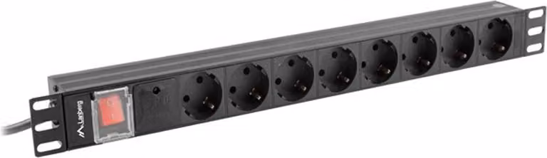 LANBERG POWER STRIP PDU RACK 19" (1U, 16A, 8X Shuko, 2m)