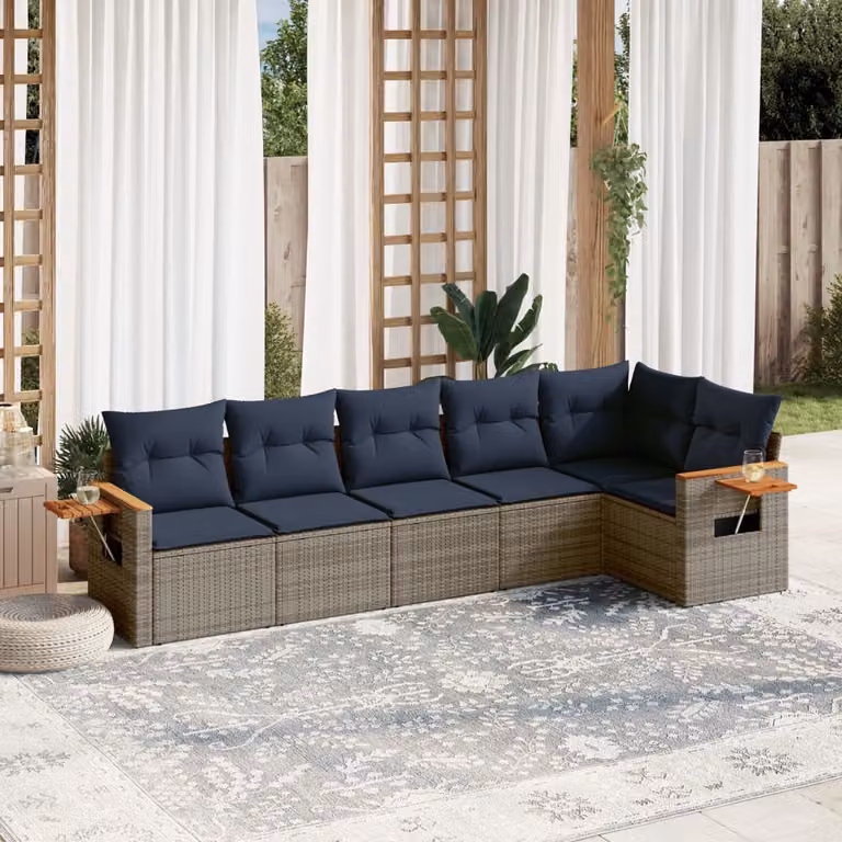 Maison Exclusive - Set Divani da Giardino 6 pz con Cuscini Grigio in Polyrattan