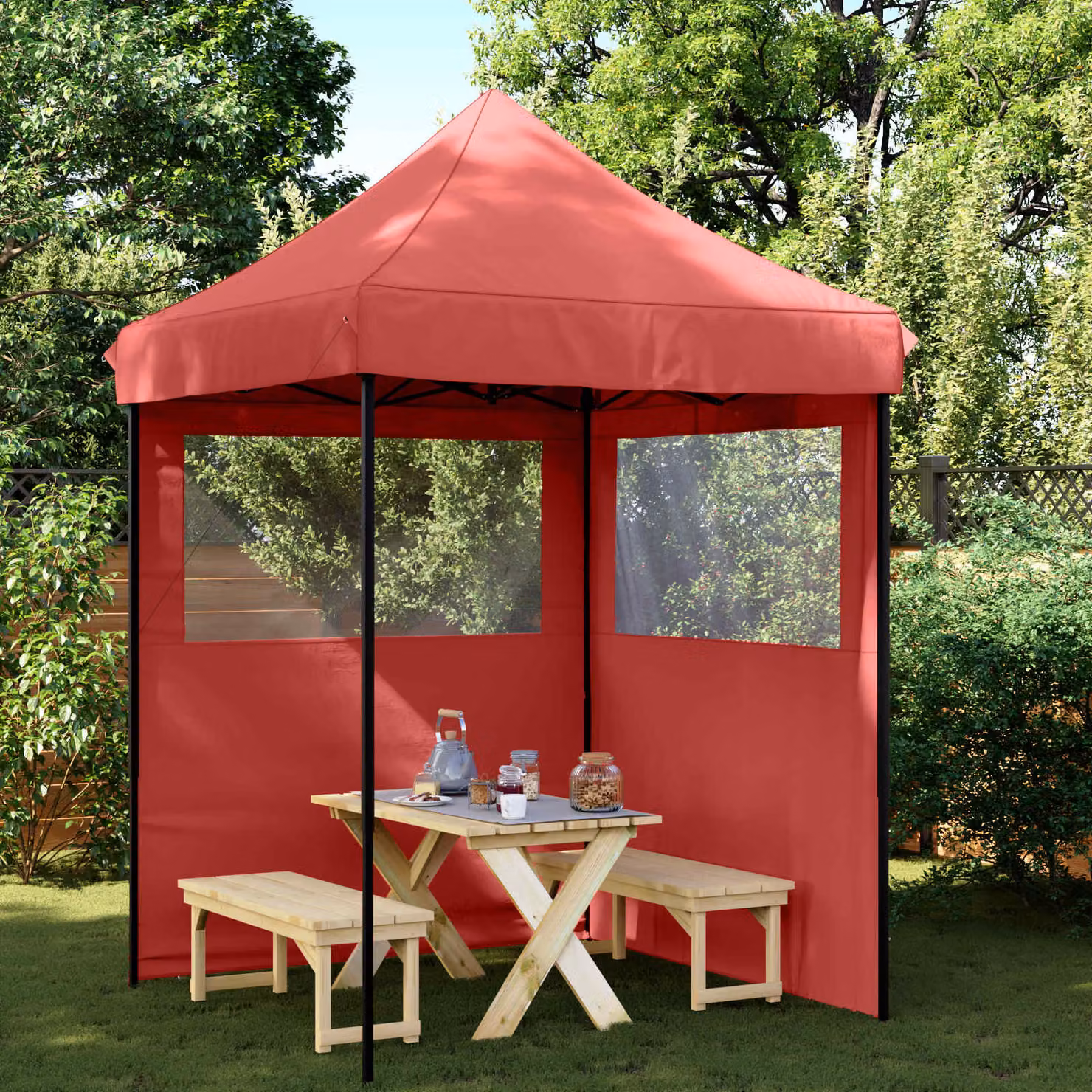 Tenda Party vidaXL in tessuto Oxford colore rosso L/P/H: 200 x 200 x 306 cm