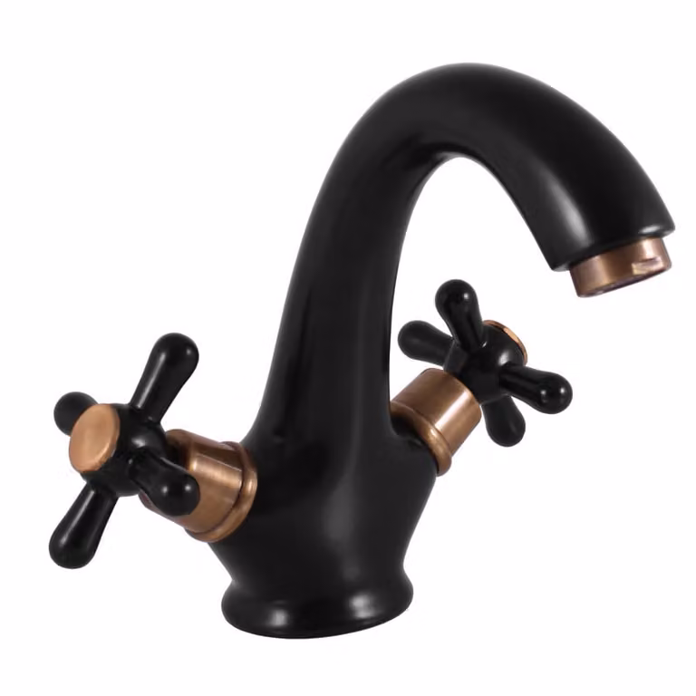 Slezák-RAV Miscelatore per lavabo Slezák RAV Morava Retro MK128CMATSM Colore: nero opaco/ottone vecchio, Dimensione: 3/8''
