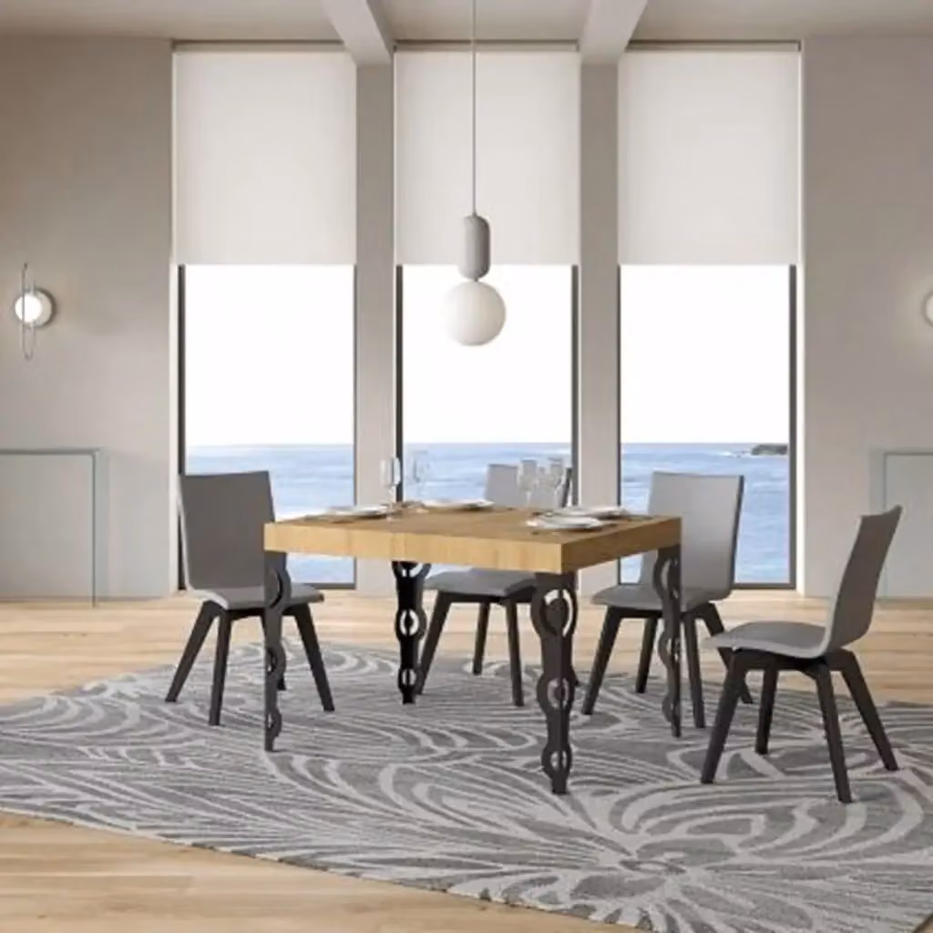 Tavolo allungabile Itamoby Karamay moderno con piano in laminato effetto quercia e gambe in metallo antracite L: 110-194 cm, P: 70 cm, H: 77 cm – 2