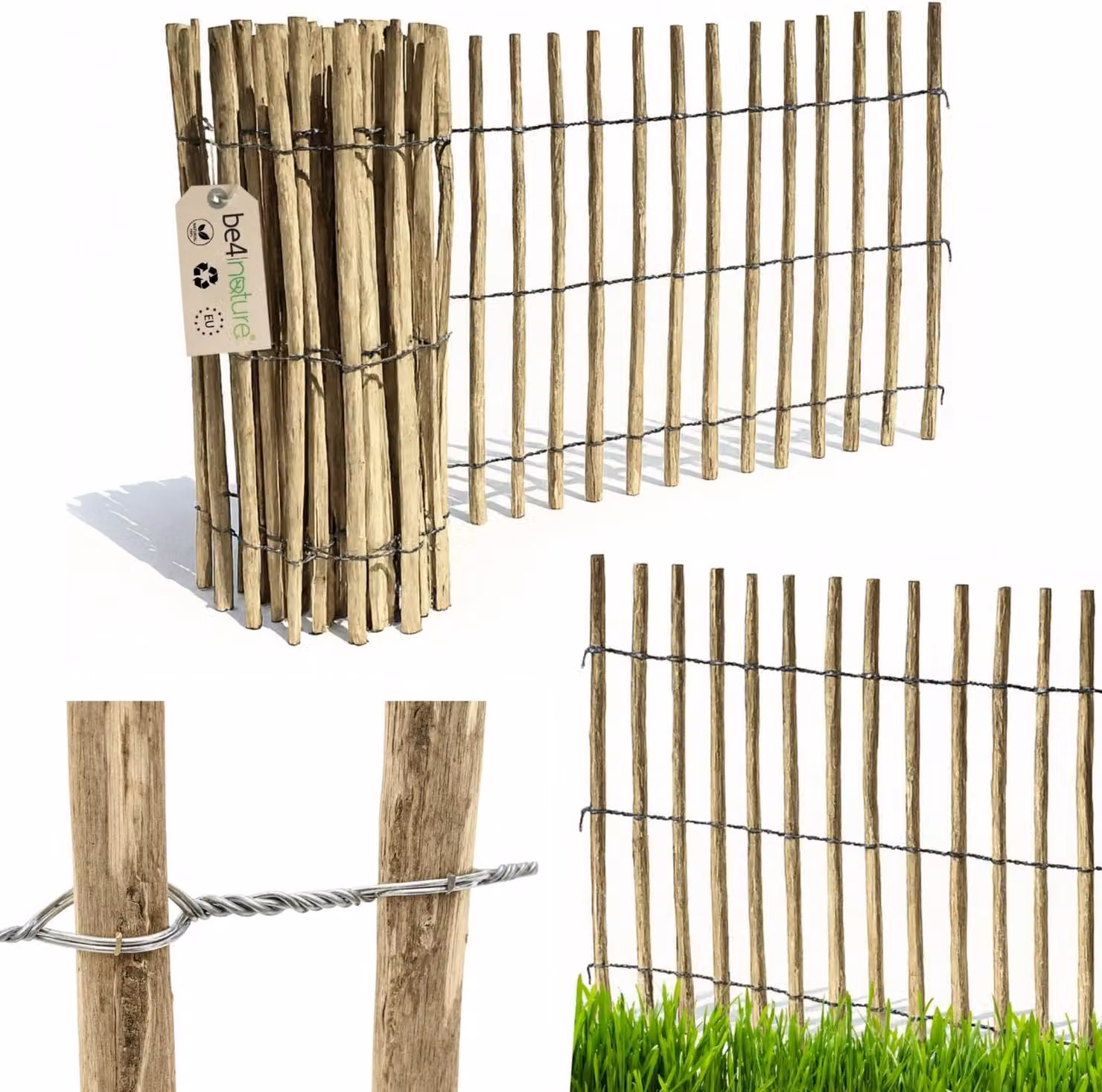 be4nature recinzione a picchetto nocciola castagno 1 m x 90 cm di altezza 8-10 cm di distanza Recinzione avvolgibile Recinzione da giardino Recinzione in legno Recinzione per lettiere Recinzione per cani Recinzione per galline