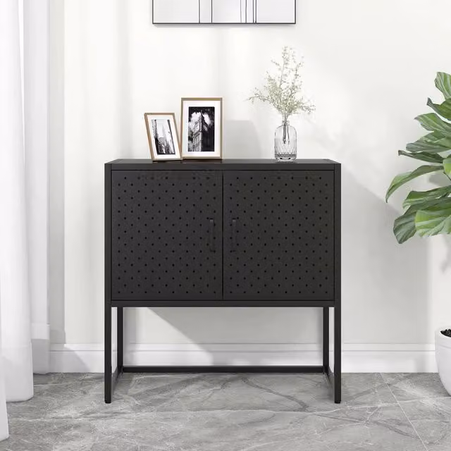 Credenza Nera 75x35x75 cm in Acciaio 335871