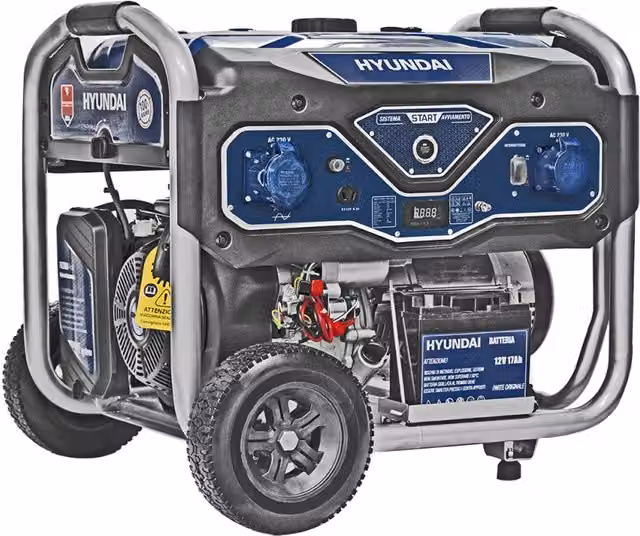 Generatore di Corrente a Benzina Hyundai 65003 4T Carrellato Blu
