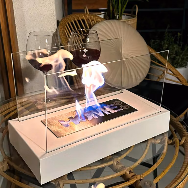 BIOKAMIN caminetto a bioetanolo a libera installazione 36 x 22 x 18 cm HOME | compatto e moderno per decorare il soggiorno con stile | casa, giardino (bianco)