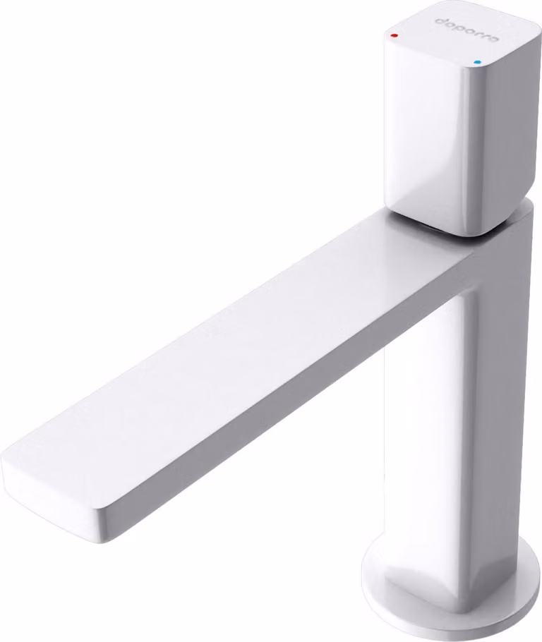 doporro Miscelatore Monocomando per Lavabo Bagno Senza Leva, Rubinetto con Flessibili Acqua Calda Fredda in Ottone Bianco H 19,6 cm WAO-7901