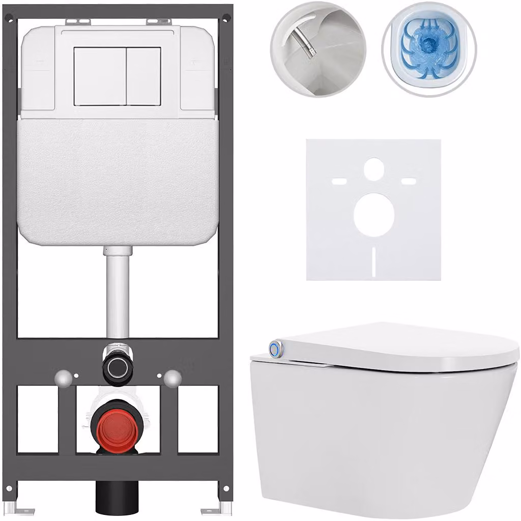 Water WC sospeso con bidet Cronus Standard - bianco lucido - pulsante Prime/Maxio, bianco - sospeso - installazione a parete/con pannello di cartongesso - 59,3x38,4 cm