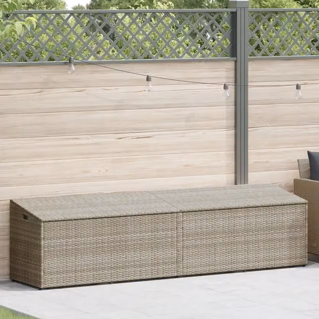 Baule da Giardino Grigio Chiaro 220x50x58 cm in Polyrattan 4104078