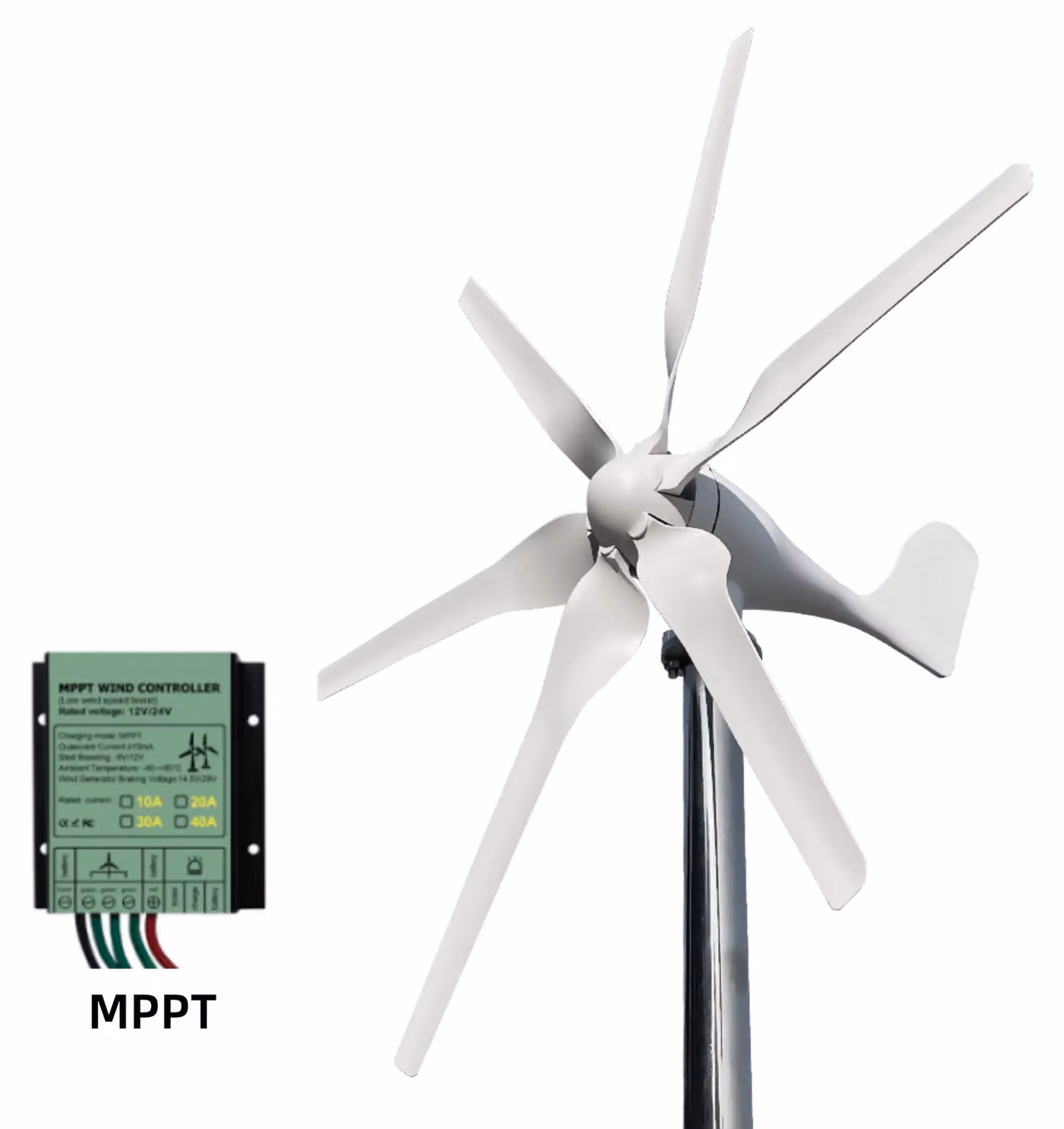 Turbina eolica - Energia sostenibile - Generatore eolico - 6 pale - Potenza: 1000W - Pale in fibra di vetro e basalto - 48V