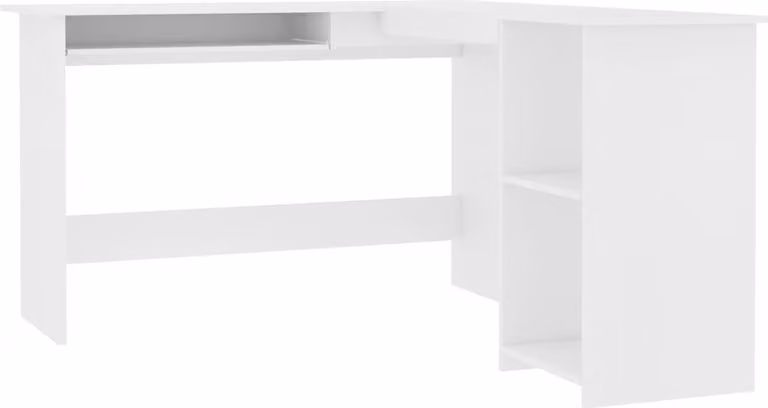 Scrivania Angolare a L Bianca 120x140x75cm in Legno Multistrato