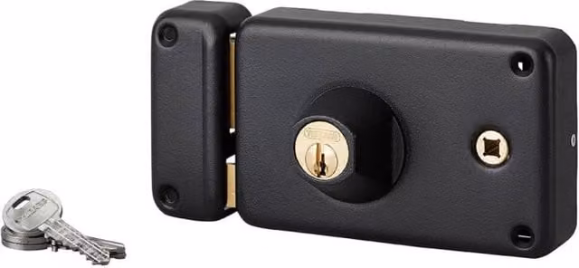 Serratura a doppio cilindro con quadro maniglia THIRARD, colore nero, sinistra, L: 140 mm, H: 88 mm – 1