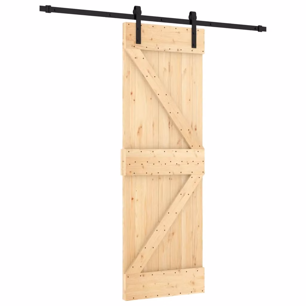 Porta scorrevole moderna vidaXL in legno e acciaio, Colore: Marrone e Nero, H 210 cm x L 200 cm – 2